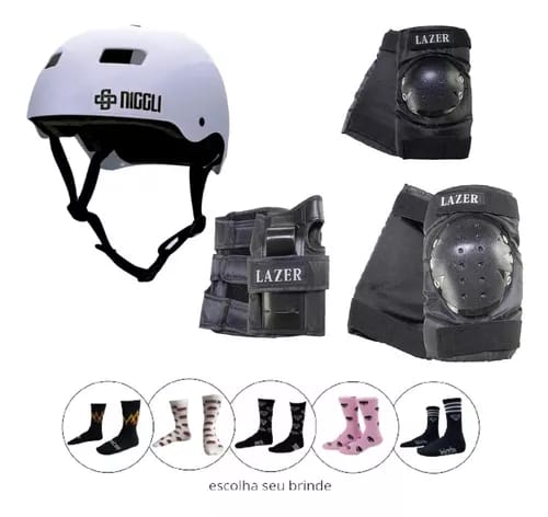 joelheiras e capacete